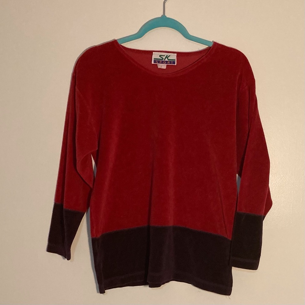 Vintage SK Sport Velour Colorblock Sweatshirt |‎ 80s Athleisure